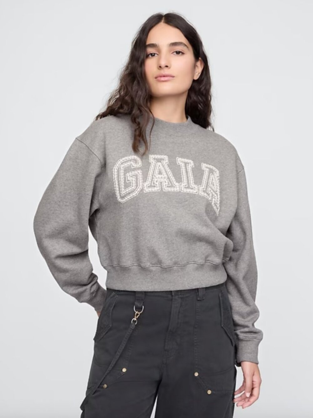 gap x cult gaia | cropped logo sweatshirt | sweater | heather grey | xl - Picture 4 of 8